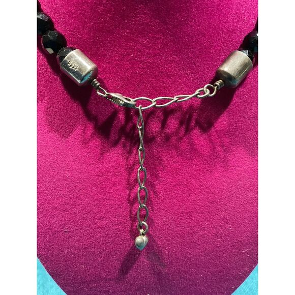 Jay King Signed Sterling Silver and Faceted Black Agate Necklace - Picture 2 of 4